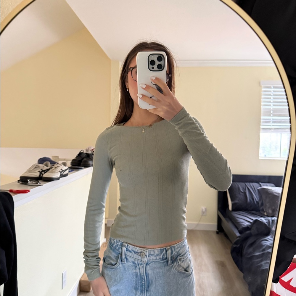 American Eagle Outfitters Sage Long Sleeve Top